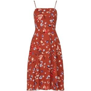 Hutch Declan Floral Midi Dress Women's Size 10 Brown Sleeveless Square Neckline‎